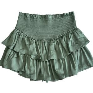 ALTAR'D STATE Girls Green Tiered Silky Skirt w/ Shorts Small Juniors NWOT